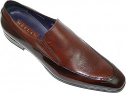 Mezlan "Tracshel" 2824 Brown Tumbled Italian Calf/ High Shine Cordovan Leather Shoes