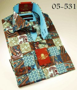 Axxess Blue / Brown / Burgundy / Olive 100% Cotton Dress Shirt 05-531