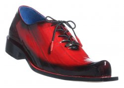 Belvedere "Byron" Antique Red All Over Genuine Eel Skin Shoes.