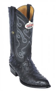 Los Altos Black All-Over Ostrich J - Toe Print Cowboy Boots 3992305