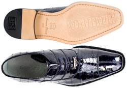 Belvedere "Mare" Navy Genuine Eel and Ostrich Leg Shoes 2P7
