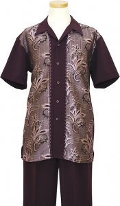 Pronti Purple / Lavender Knitted Paisley Design With Lavender Hand-Pick Stitching Microfiber Blend 2 PC Outfit SP5888-3