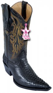 Los Altos Ladies Black Genuine Python 3X-Toe Cowgirl Boots 35N5705