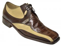 Mauri 4339 Chocolate / Bone Genuine Alligator Hexagonal Block Toe Shoes