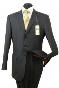 R&B 605-2 Charcoal Tic weave Super 150's Merino Wool Suit