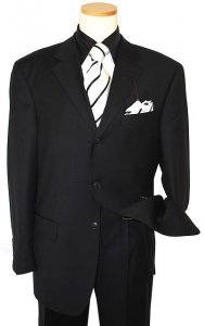 Giorgio Cosani Solid Black Super 150's Cashmere Wool Suit # 900