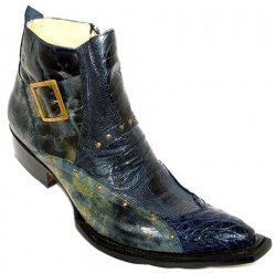 Pecos Bill "Edge" Navy Blue Crocodile/Ostrich Pointed Toe Boots