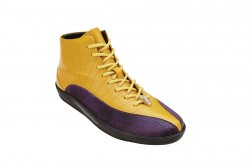 Belvedere "Oratio" Purple / Golden Yellow Genuine Lizard / Soft Calf Casual Sneakers 6450