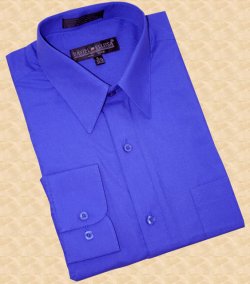 Daniel Ellissa Solid Royal Blue Cotton Blend Dress Shirt With Convertible Cuffs DS3001
