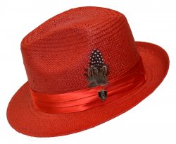 Bruno Capelo Red Fedora Straw Hat VE-733