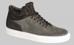 Bacco Bucci "Abati" Grey Genuine Old English Suede With Calfskin Hi-Top Sneakers 6181-36.