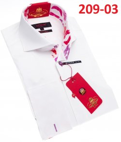 Axxess White Cotton Modern Fit Dress Shirt With Button Cuff 209-03.