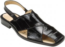 Belvedere "Monza" Black Genuine Eel Sandals