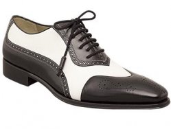 Mezlan "Barrios" Black/White Genuine Ascot Calf Leather Shoes