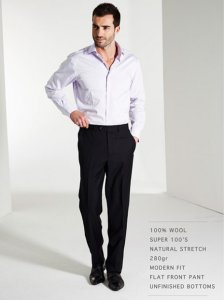 Zanetti "Pzem" Genuine Italian 100% Wool Serge Dress Pant ZE3127