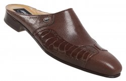 Mauri 4547/1 Tabac Genuine Ostrich Leg / Nappa Perforated Half Shoes.