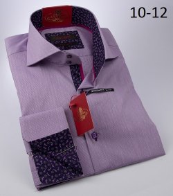 Axxess Purple / Micro Polka Dot Handpick Stitching 100% Cotton Modern Fit Dress Shirt 10-12