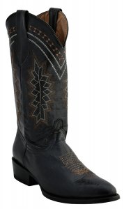 Ferrini 12911-04 Black Genuine Leather R-Toe Cowboy Boots.