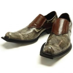 Fiesso Brown Square Toe Genuine Leather Loafer Shoes FI6439