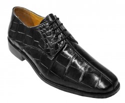 Liberty Black Genuine Leather - Alligator Print Shoes L-764
