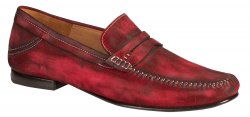 Mezlan "Horner" Red Genuine Vintage Suede Penny Moccasin Loafer Shoes 7145