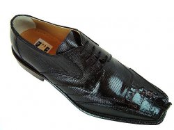 David Eden "Rhino" Black Genuine Crocodile Tail/Lizard Shoes