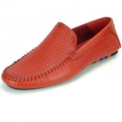 Fiesso Red PU Leather Perforated Slip-on FI2324.