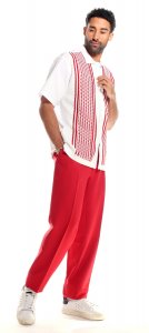 Silversilk White / Red Hand Woven Short Sleeve Knitted Outfit 3114