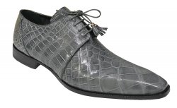 Mauri 53156 Grey Genuine All-Over Alligator Belly Skin Shoes.