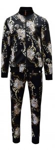 Stacy Adams Black / Cream / Gold Chain Design Cotton Blend Jogger Outfit 5900
