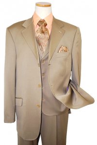 Extrema by Zanetti Solid Taupe Super 120's Wool Vested Suit 852138