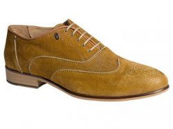 Bacco Bucci "Duca" Tan Genuine English Suede Wingtip Oxford Shoes