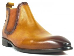 Carrucci Cognac Genuine Calf Skin Burnished Leather Boots KB478-11