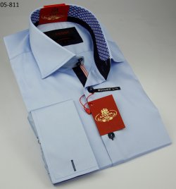 Axxess Blue / Navy Cotton Modern Fit Dress Shirt 05-811
