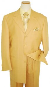 Zacchi Honey Mustard with Canary Windowpanes Super 100'S Wool Wideleg Suit