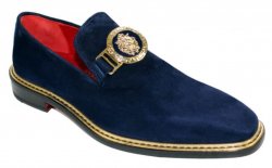 Emilio Franco "EF102" Navy Genuine Suede Loafer Shoes.