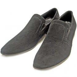 Encore By Fiesso Black Genuine Suede Loafer Shoes FI3024