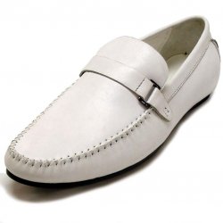 Encore By Fiesso White Genuine Leather Loafer Shoes FI3058