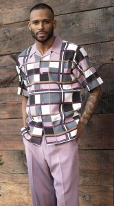 Montique Lavender / White / Grey Check Design Short Sleeve Outfit 2010