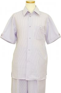 Pronti Lavender White Seersucker 100% Cotton 2 PC Outfit SP3195-1