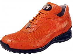 Mauri "Killer" 8842 Orange Genuine Ostrich / Flank Crocodile / Ostrich Leg Sneakers