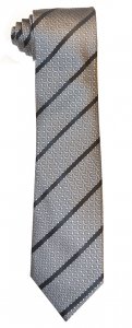 Bruno Marchesi 8001-5 Silver / Black Striped Silk Necktie