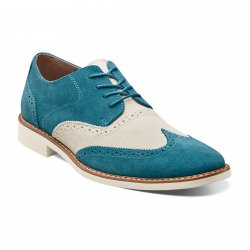 Stacy Adams "Sloane" Blue / White Suede Wingtip Shoes 24930
