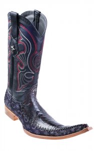 Los Altos Black / Cherry Genuine Ostrich Leg W/Fashion Design 9X Pointed Toe Cowboy Boots 97T0518