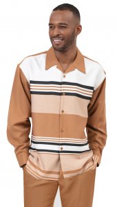 Montique Caramel / Off-White / Black Horizontal Striped Long Sleeve Outfit 1976