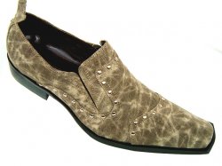 Fiesso Stone Wash Denim Leather Shoes w/ Metal Studs FI6221