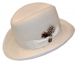 Stacy Adams Cream 100% Wool Felt Godfather Dress Hat SAW545
