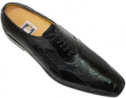 David Eden "Burke" Black Genuine Ostrich /Lizard Shoes