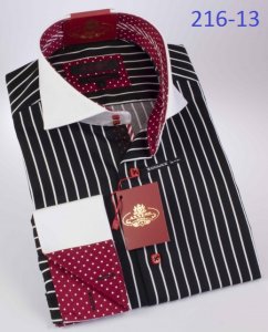 Axxess Black / White / Red Modern Fit Cotton Dress Shirt 216-13