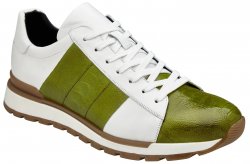 Belvedere "Blake" Lime Green / White Genuine Ostrich Leg / Soft Calf Casual Sneakers 33629.